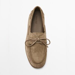 Massimo Dutti Suede Loafers in Taupe